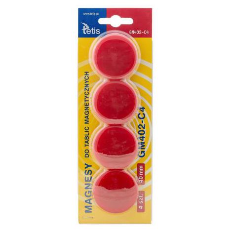 Magnesy Tetis 4cm Czerwone, 4szt